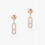Messika - Move Uno Drop Earrings Pink Gold Diamond Pave